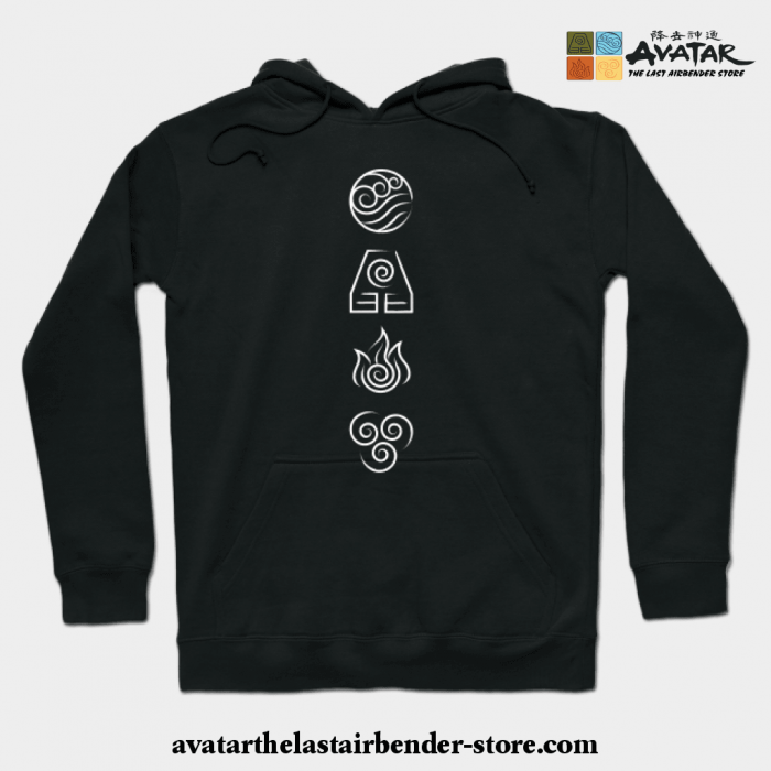 Avatar The Last Airbender - 4 Nations Hoodie Black / S