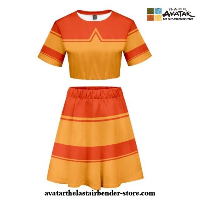 Avatar: The Last Airbender Tops & Skirt Cosplay Costume Women Girl E / Xl