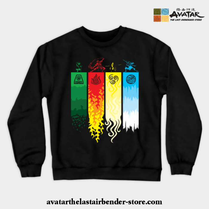 Element Symbols Avatar The Last Airbender Crewneck Sweatshirt Black / S