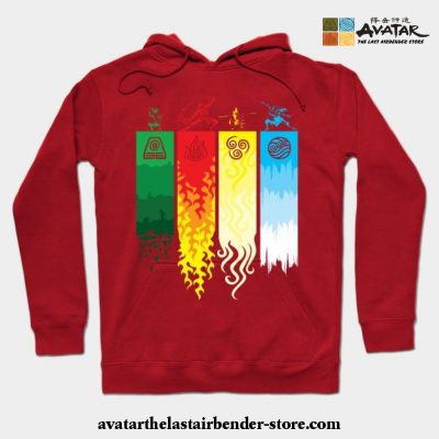 Element Symbols Avatar The Last Airbender Hoodie Red / S