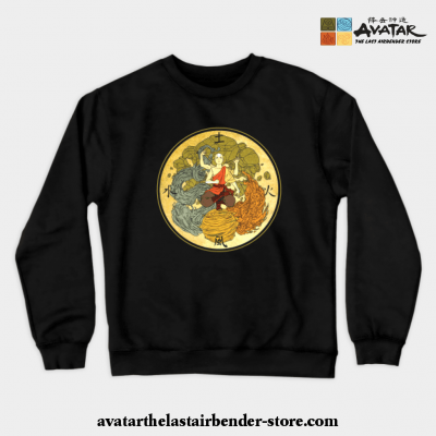 The Powerful Of Aang Crewneck Sweatshirt Black / S