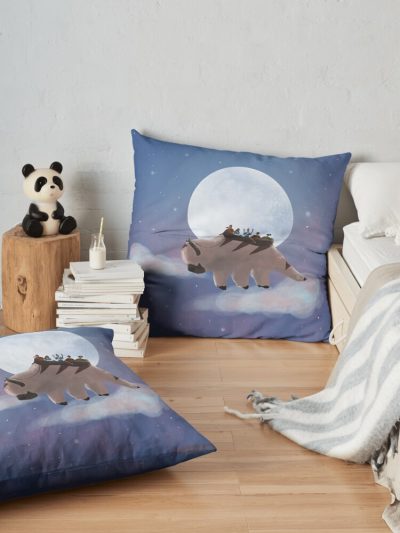 Appa And Team Avatar: Under The Moon Throw Pillow Official Avatar The Last Airbender Merch