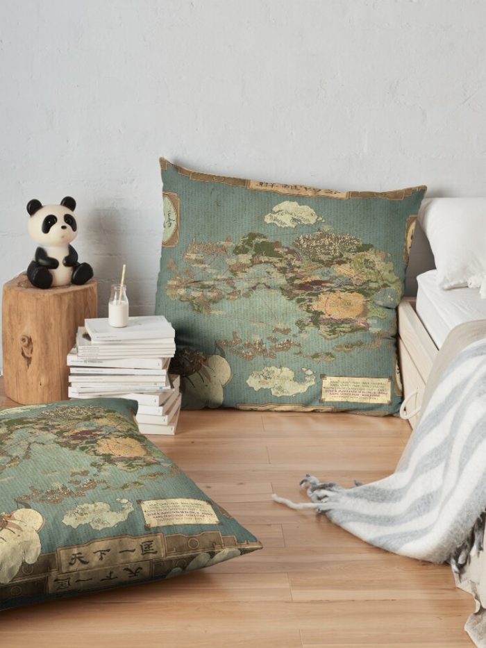 Avatar The Last Airbender Map Throw Pillow Official Avatar The Last Airbender Merch