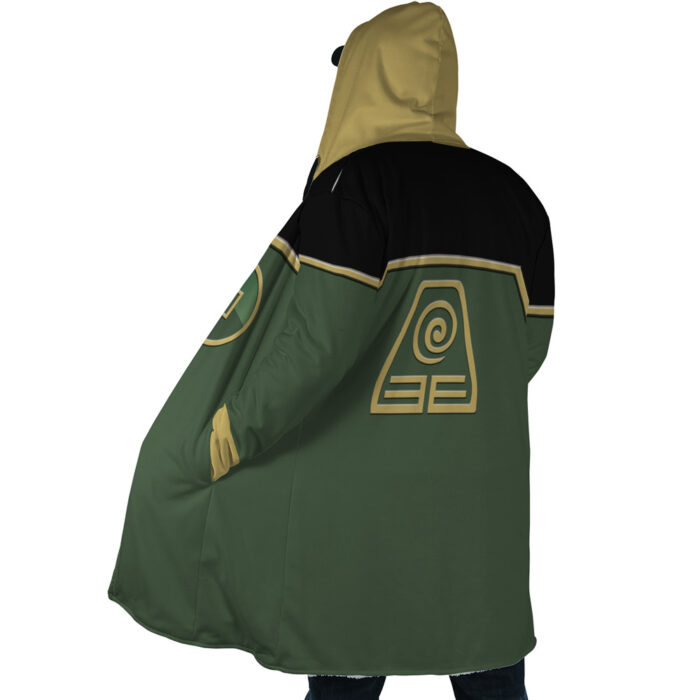 Earth Kingdom Avatar AOP Hooded Cloak Coat SIDE Mockup - Avatar The Last Airbender Store