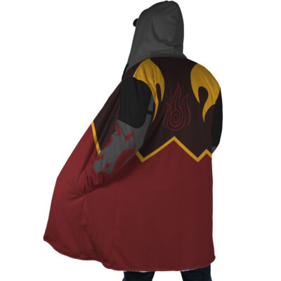 Fire Nation Avatar AOP Hooded Cloak Coat SIDE Mockup - Avatar The Last Airbender Store