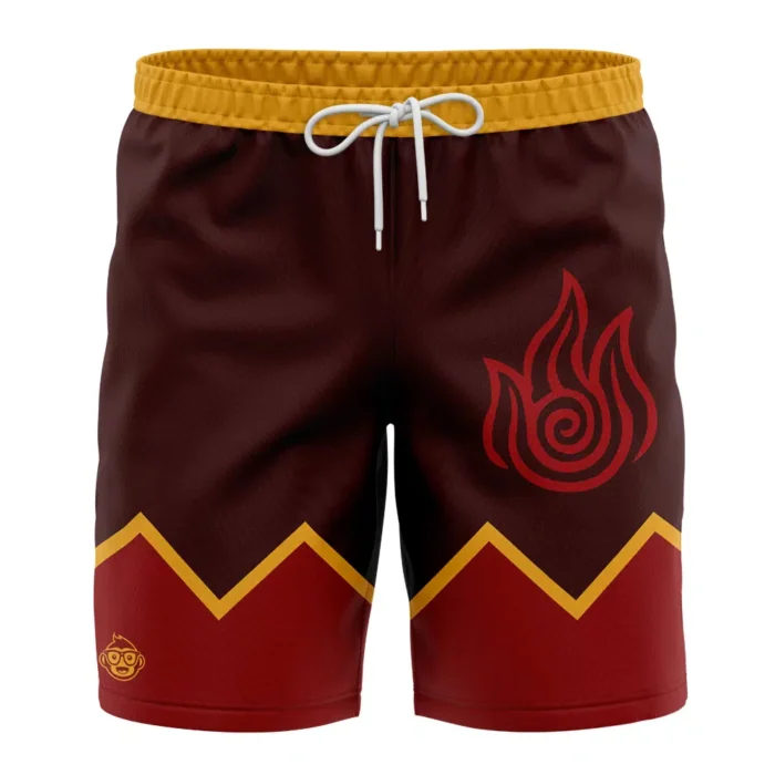 Firebender Avatar Swim Trunks Board Shorts FRONT Mockup - Avatar The Last Airbender Store