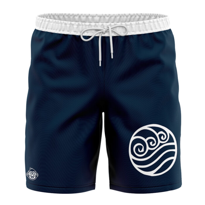 Waterbender Avatar Swim Trunks Board Shorts FRONT Mockup - Avatar The Last Airbender Store